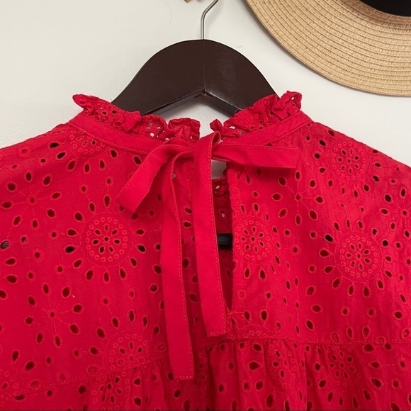 Madewell Embroidered Eyelet Ruffle-Neck Keyhole Top - Picture 5 of 7